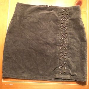 Forever 21 mini velvet green criss cross skirt